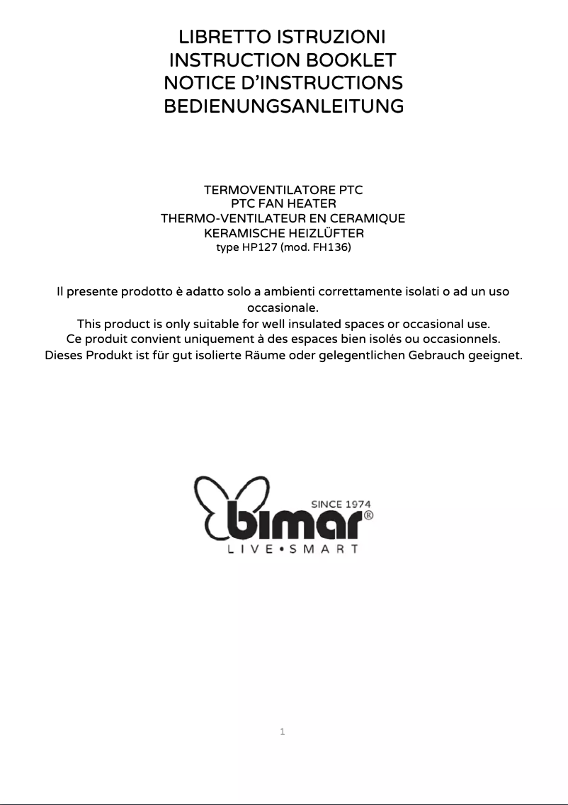 Page 1 de la notice Manuel utilisateur Bimar HP127