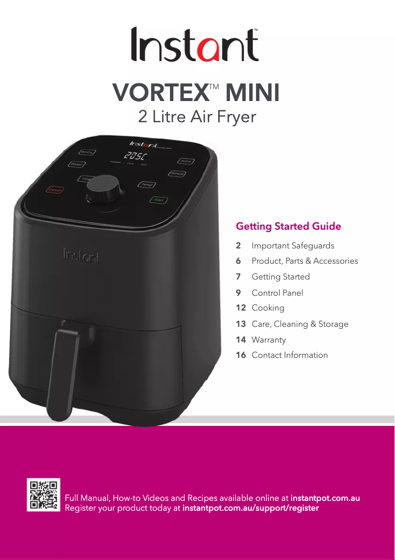 Page 1 de la notice Manuel utilisateur Instant Pot Vortex Mini