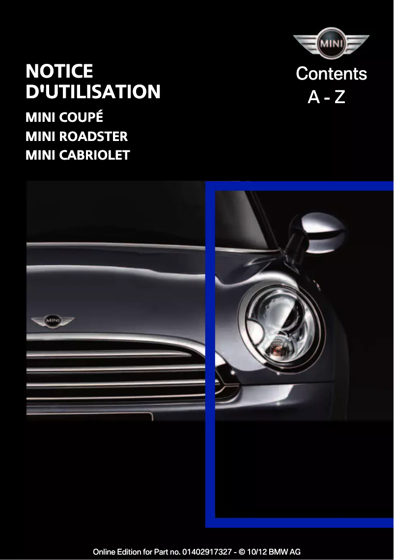 Image de la première page du manuel de l'appareil Roadster (2012)