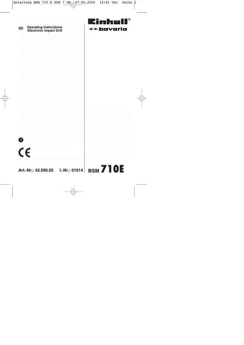 Page n°1 - Manuel utilisateur Einhell Bavaria BSM 710