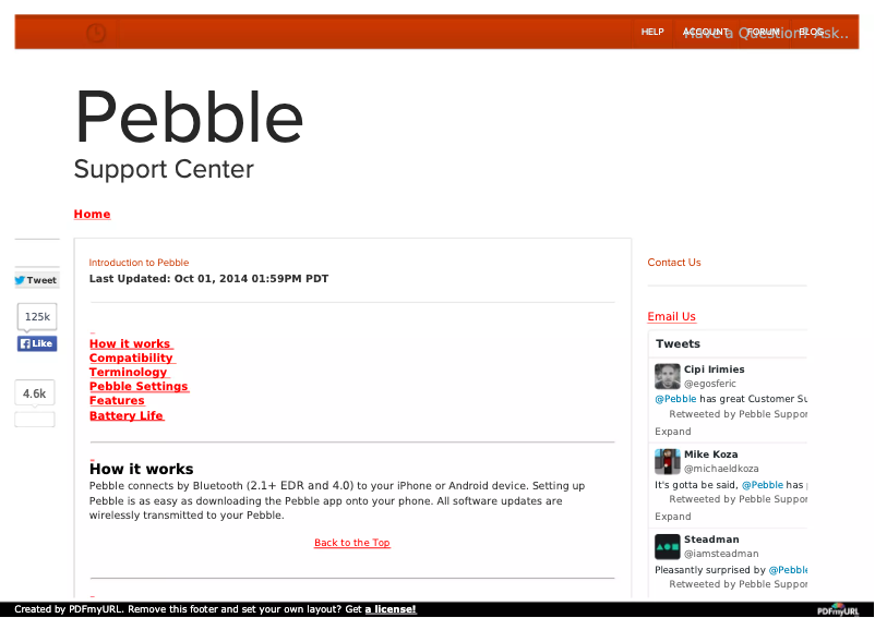 Page n°1 - Manuel utilisateur Pebble SmartWatch