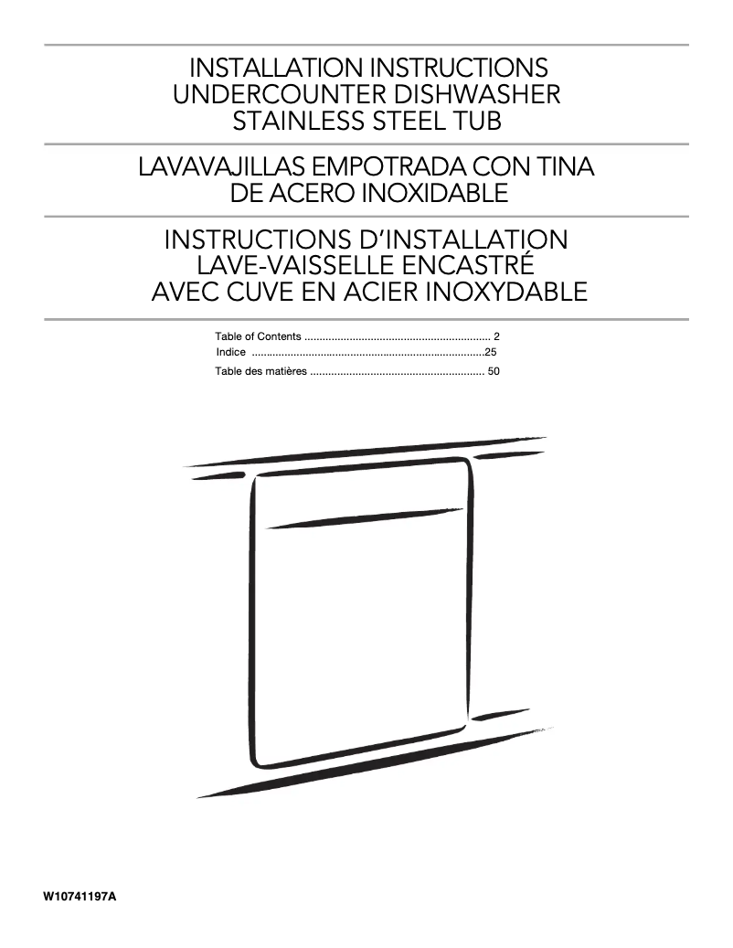 Page n°1 - Guide d'installation KitchenAid KDFE104D
