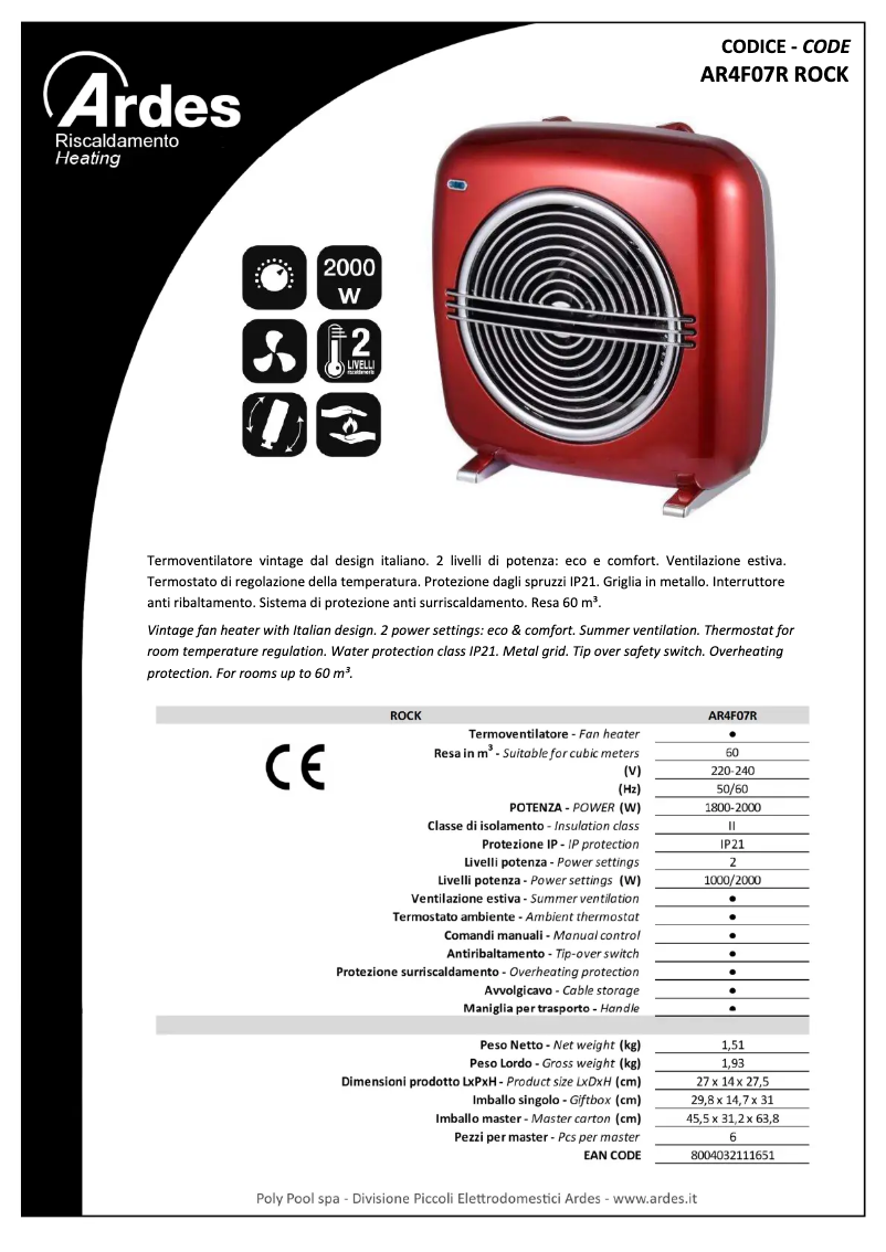 Page n°1 - Fiche technique Ardes AR4F07R