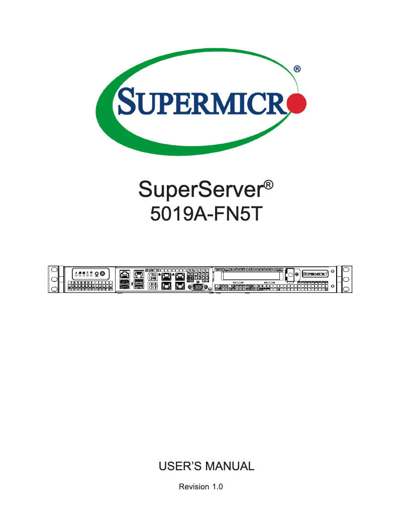 Image de la première page du manuel de l'appareil SuperServer 5019A-FN5T