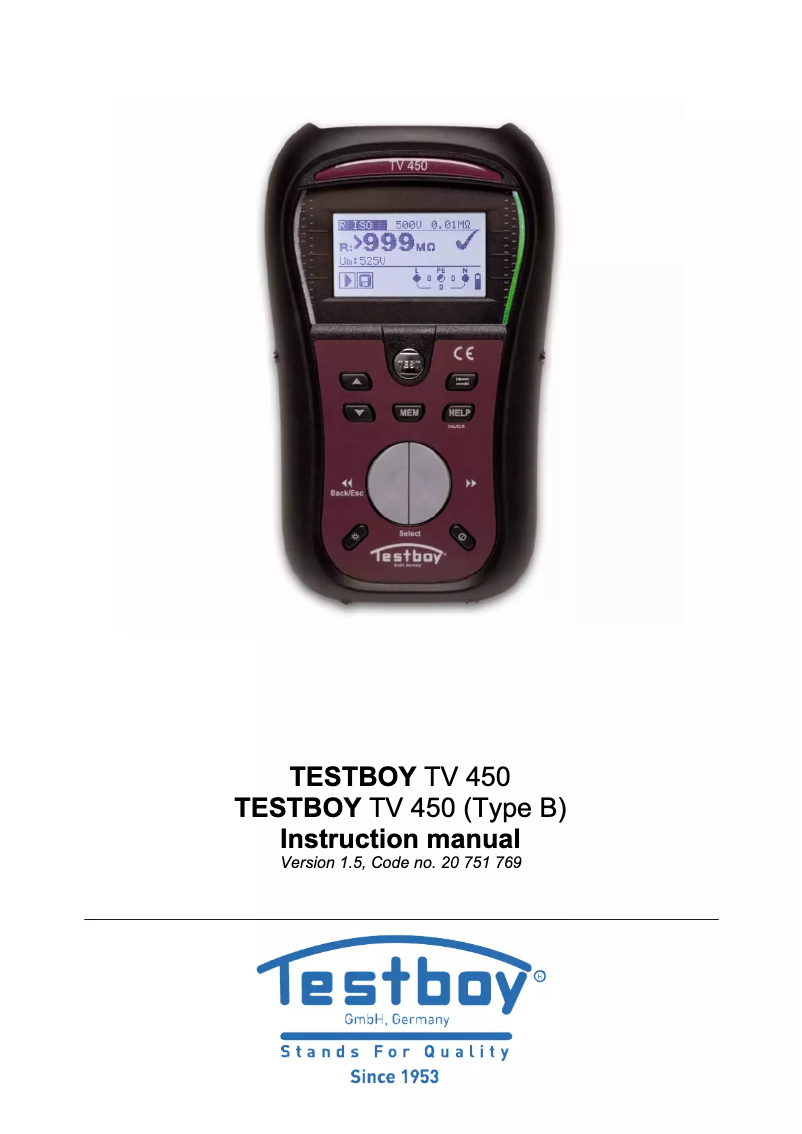 Page 1 de la notice Manuel utilisateur Testboy TV 455