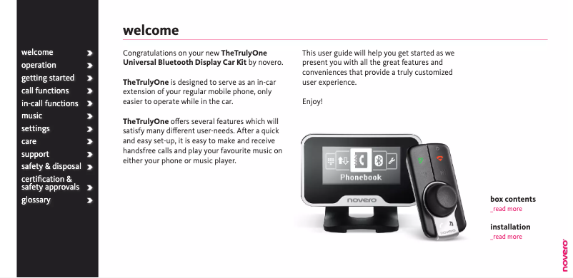 Page n°1 - Manuel utilisateur Novero The Truly One