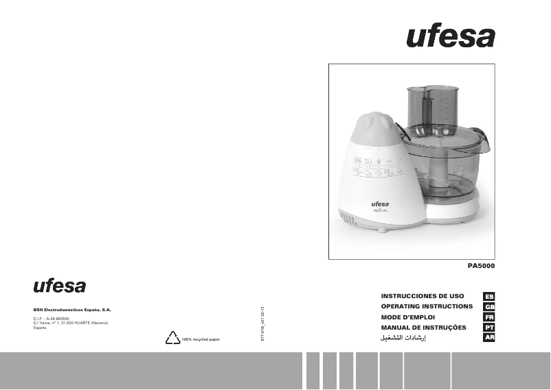 Page 1 de la notice Mode d'emploi Ufesa PA5000