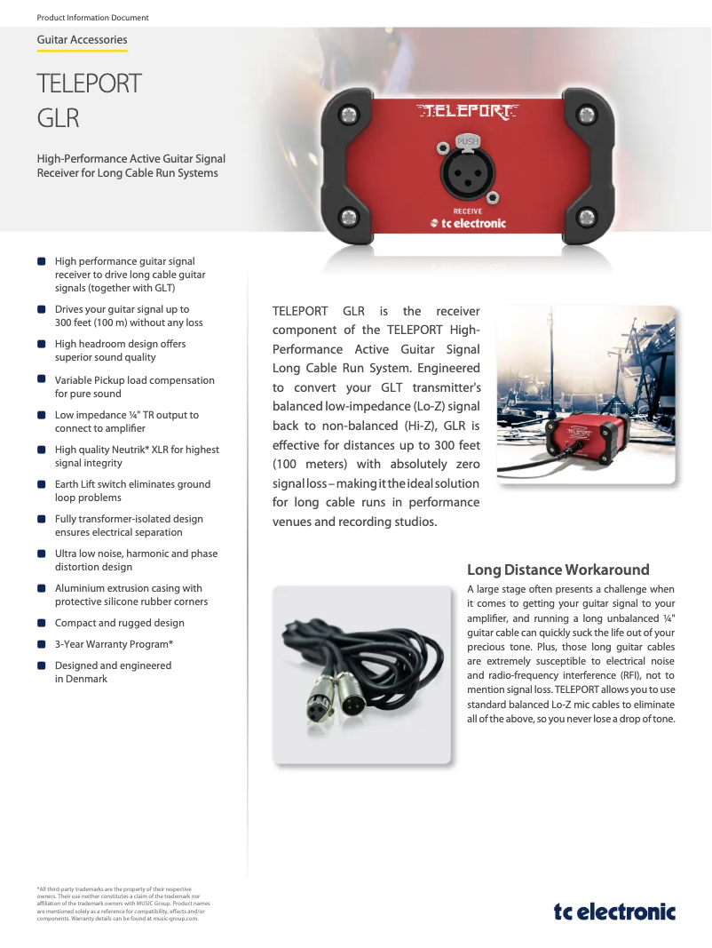 Page 1 de la notice Manuel utilisateur TC Electronic Teleport GLR