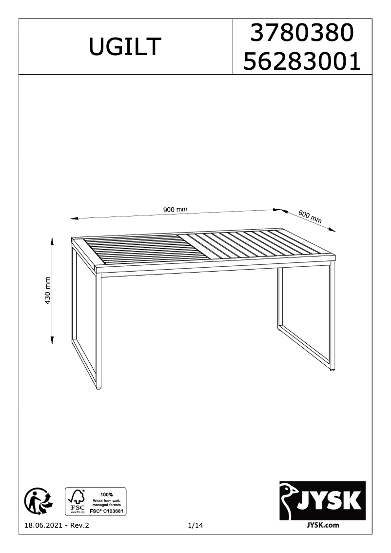 Página 1 del manual Manual de usuario JYSK 3780380