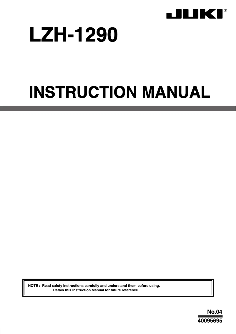 Page n°1 - Manuel utilisateur Juki LZH-1290
