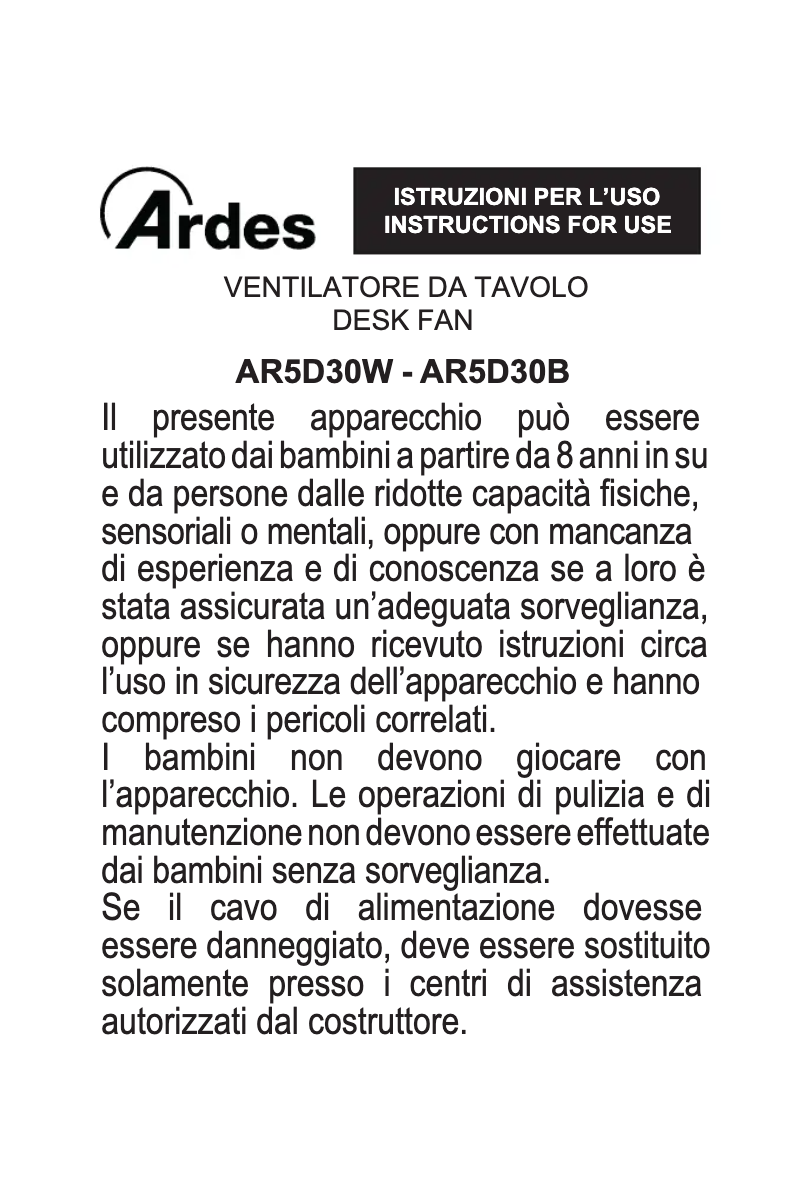 Página 1 del manual Manual de usuario Ardes AR5D30W