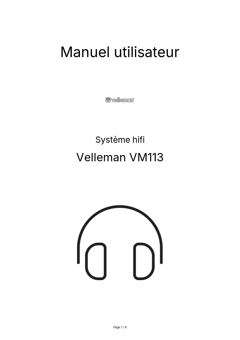 Page n°1 - Manuel utilisateur Velleman VM113