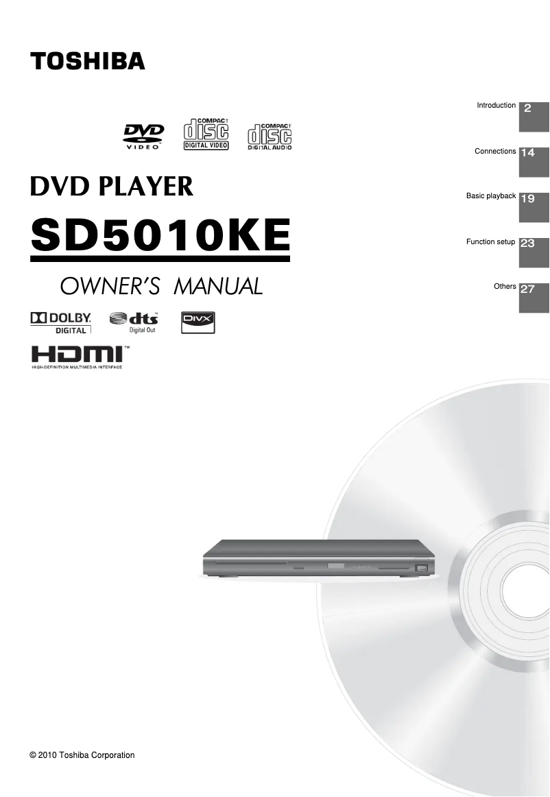 Page 1 de la notice Manuel utilisateur Toshiba SD5010