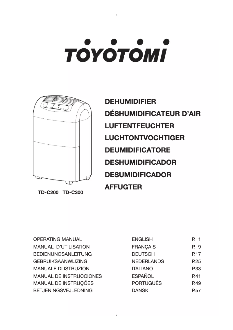 Page 1 de la notice Manuel utilisateur Toyotomi TD-C200