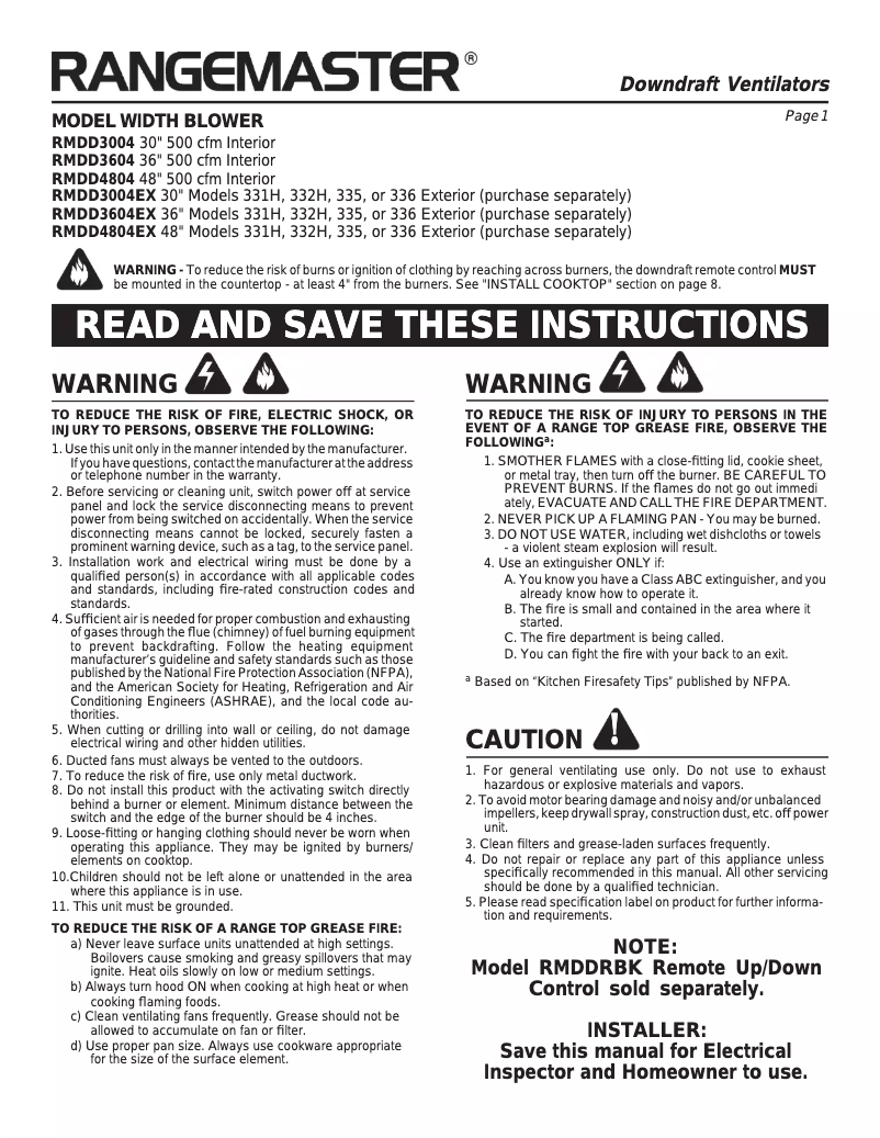 Image de la première page du manuel de l'appareil RMDD3004EX