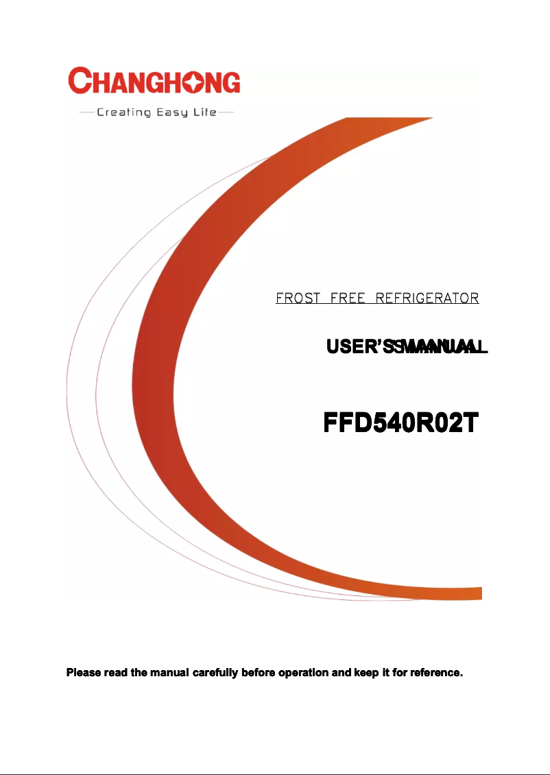 Page 1 de la notice Manuel utilisateur Changhong FFD540R02T