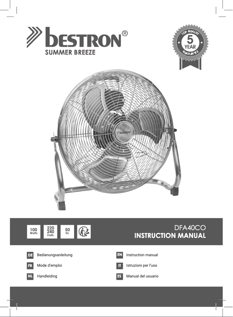 Page n°1 - Mode d'emploi Bestron DFA40CO