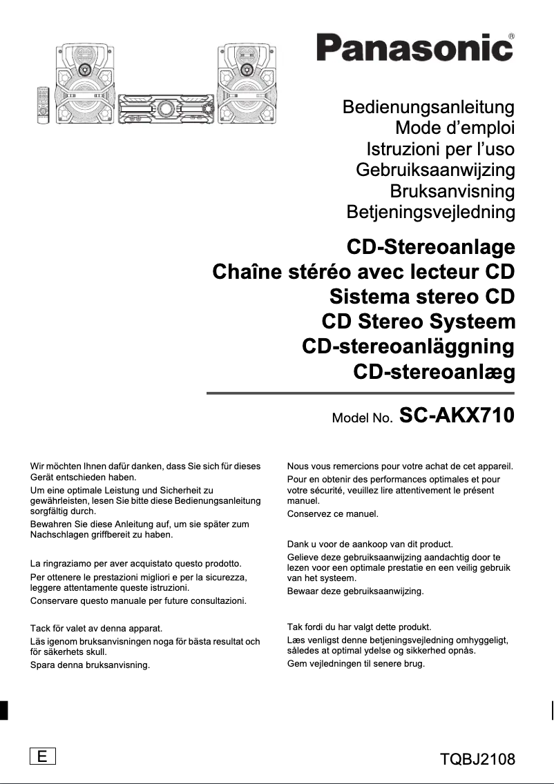 Image de la première page du manuel de l'appareil SC-AKX710