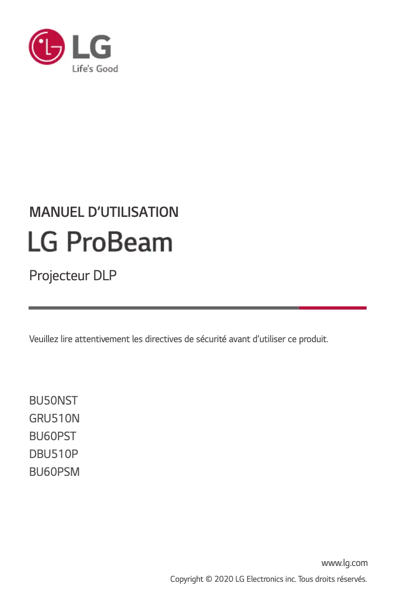 Page 1 de la notice Manuel utilisateur LG ProBeam BU60PSM