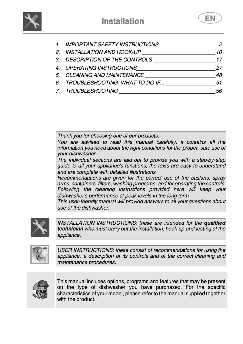 Page 1 de la notice Guide d'installation Smeg STU8612X