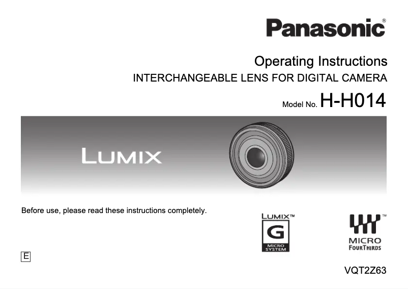 Page 1 de la notice Manuel utilisateur Panasonic H-H014