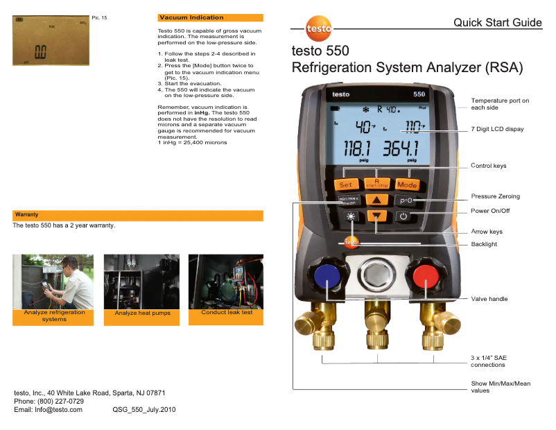 Page 1 de la notice Guide de démarrage rapide Testo 905-T1