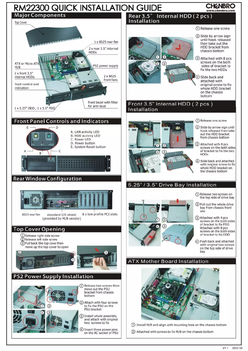 Page 1 de la notice Manuel utilisateur Chenbro Micom RM22300-L