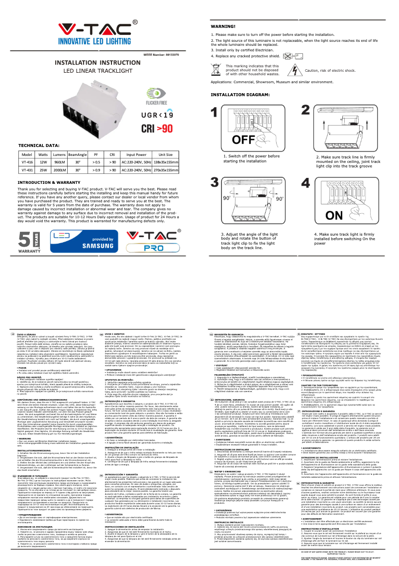 Page 1 de la notice Manuel utilisateur V-TAC VT-431