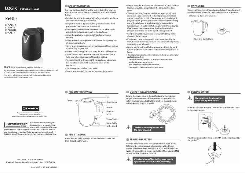 Image de la première page du manuel de l'appareil L17SKR14