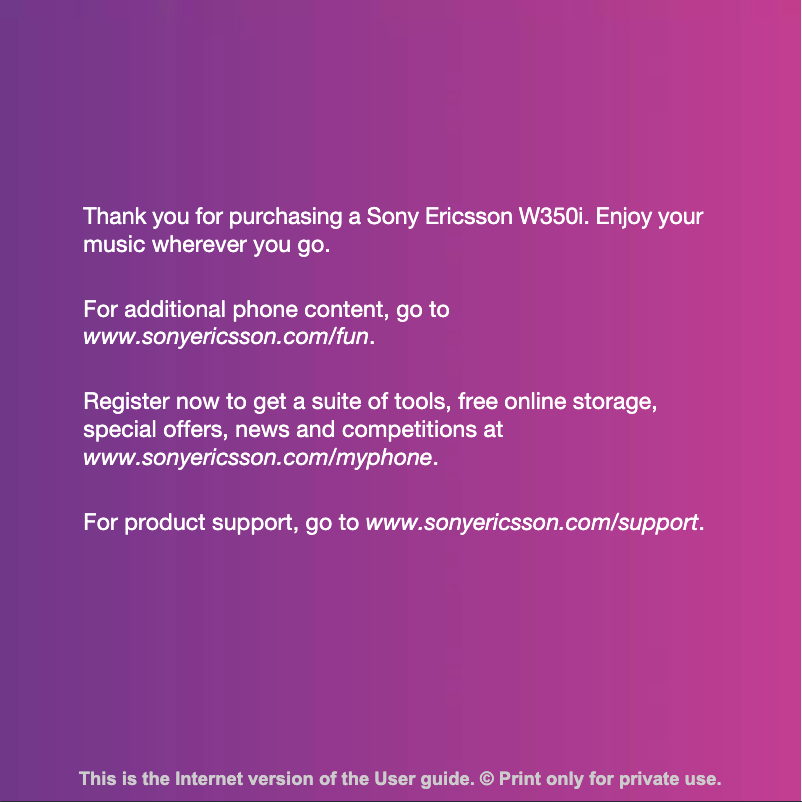 Image de la première page du manuel de l'appareil W350i