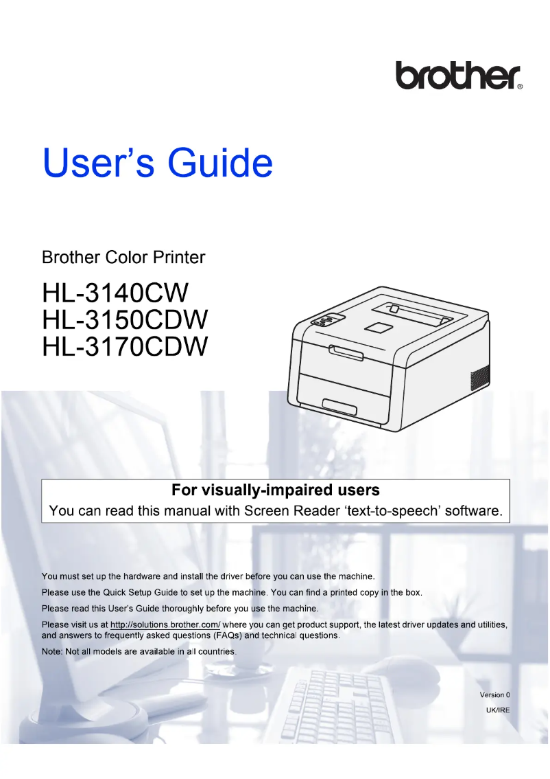 Image de la première page du manuel de l'appareil HL-3150CDW