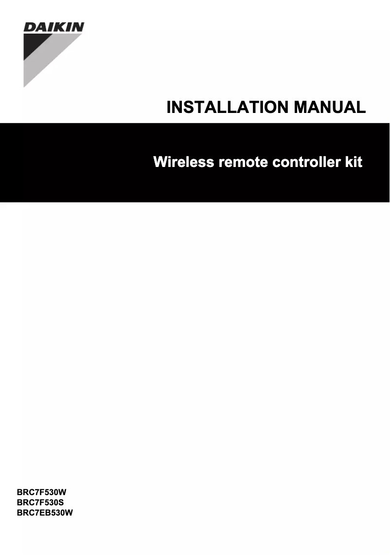 Page 1 de la notice Guide d'installation Daikin BRC7F530W