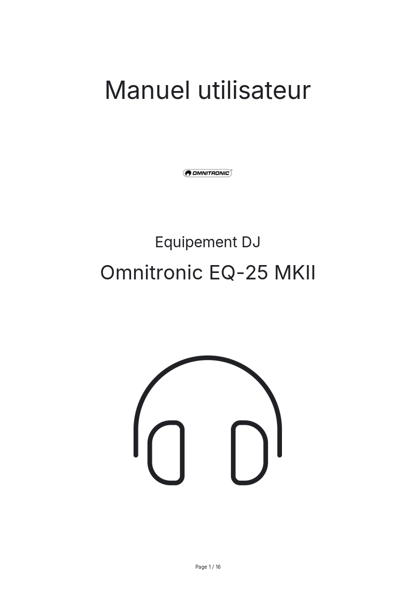 Image de la première page du manuel de l'appareil EQ-25 MKII