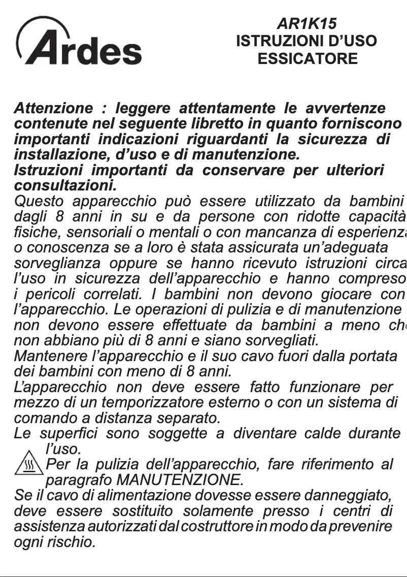 Página 1 del manual Instrucciones / montaje Ardes AR1K15