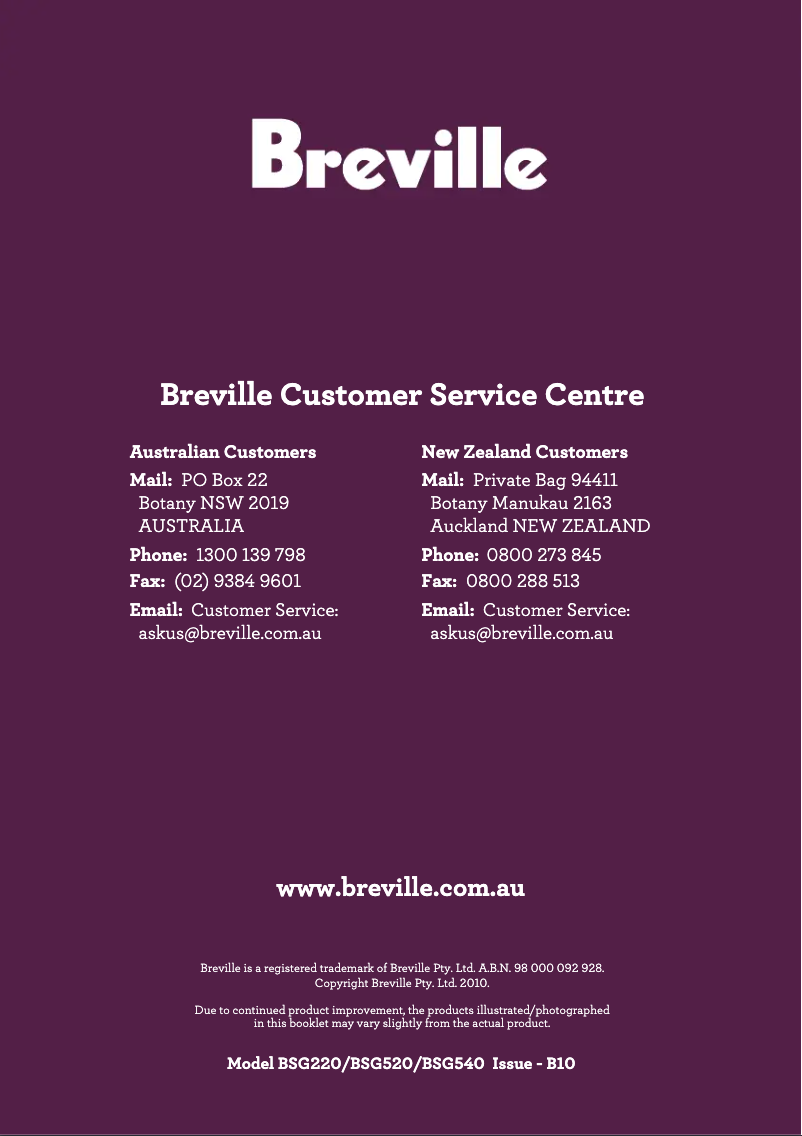 Page 1 de la notice Manuel utilisateur Breville Shake Creations MS400D