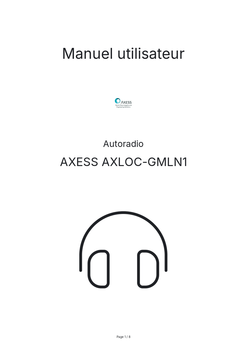 Image de la première page du manuel de l'appareil AXLOC-GMLN1