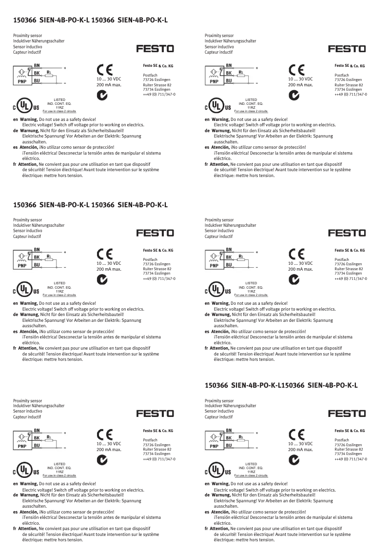 Page 1 de la notice Manuel utilisateur Festo SIEN-4B-PO-K-L