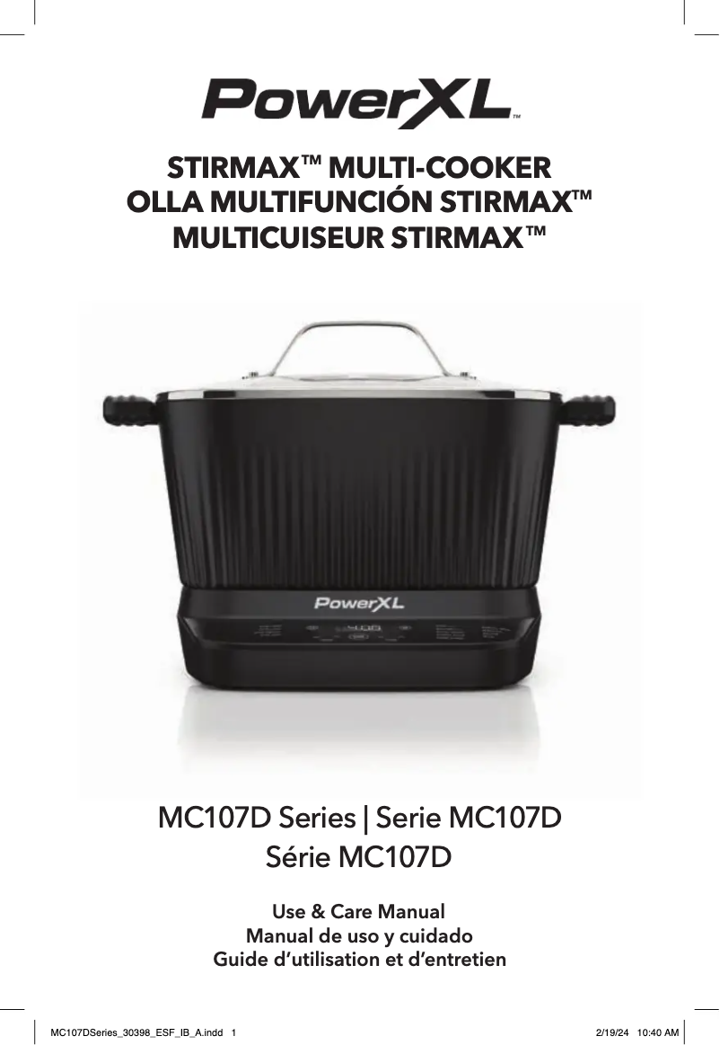 Page n°1 - Manuel utilisateur PowerXL StirMax MC107D-1GP