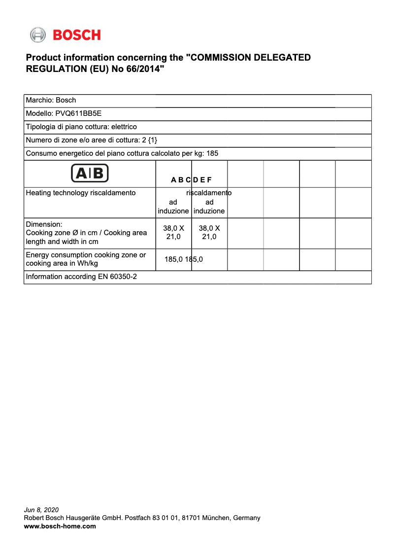 Page 1 de la notice Mode d'emploi Bosch PVQ611BB5E