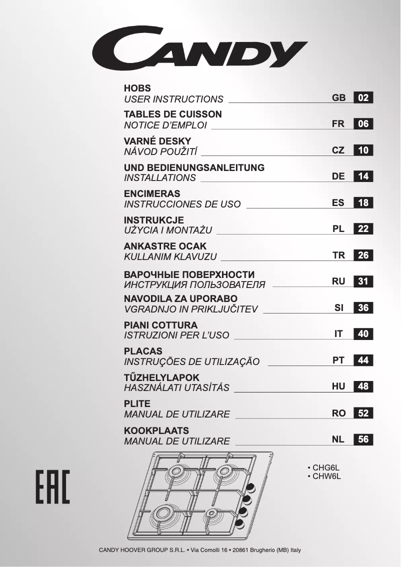 Page n°1 - Mode d'emploi Candy CHG6LPX