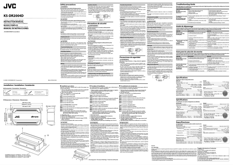 Page n°1 - Manuel utilisateur JVC KS-DR2004D