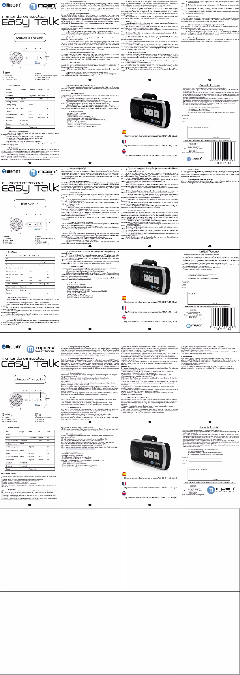 Page n°1 - Manuel utilisateur Imperii Electronics CO.00.0017.00