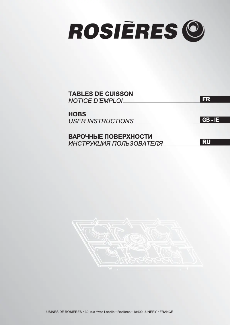 Page n°1 - Manuel utilisateur Rosieres RTG 64 SF RB