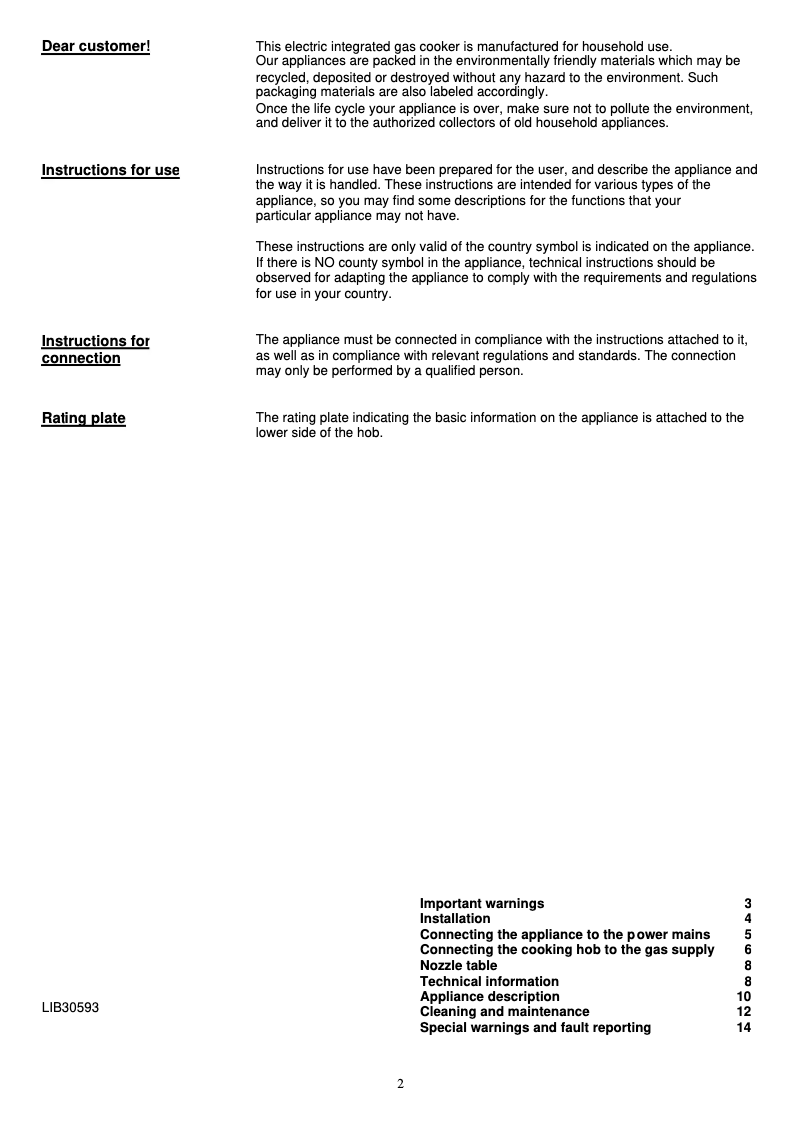 Page 1 de la notice Manuel utilisateur Gorenje GW65CLB