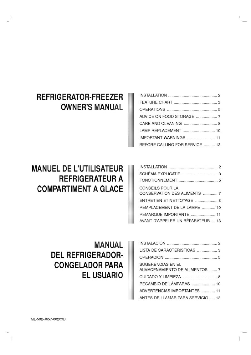 Page 1 de la notice Manuel utilisateur LG GR-582W