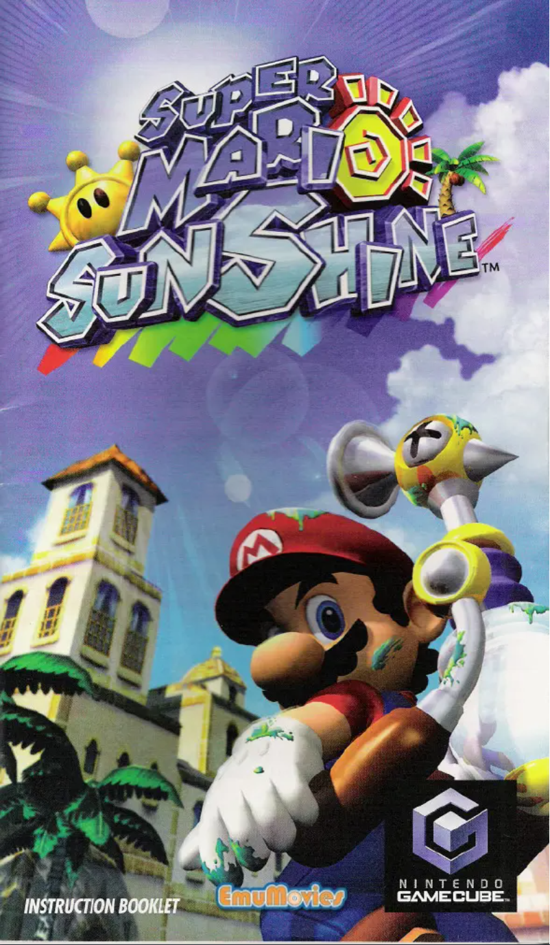 Image de la première page du manuel de l'appareil Super Mario Sunshine (GameCube)