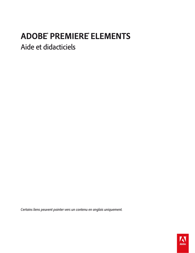 Image de la première page du manuel de l'appareil Premiere Elements 11