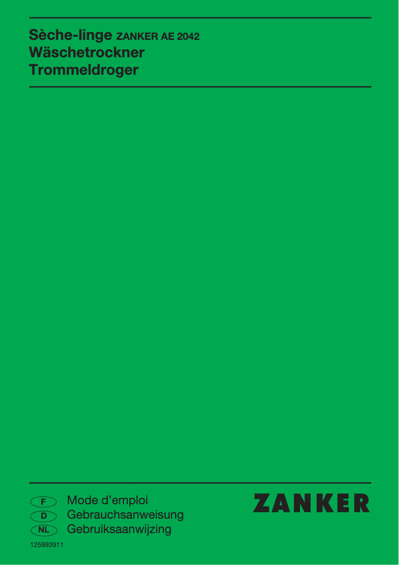 Page 1 de la notice Manuel utilisateur Zanker AE 2042