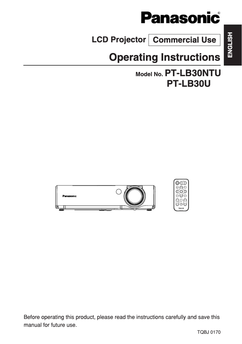 First page image of the manual for PT-LB30U