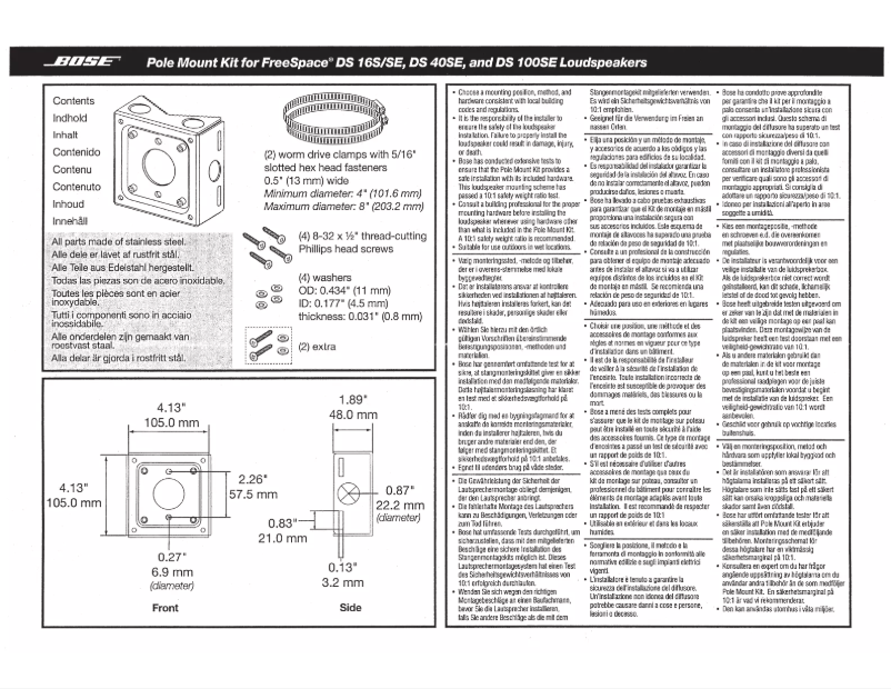 Page n°1 - Manuel utilisateur Bose Pole Mount Kit